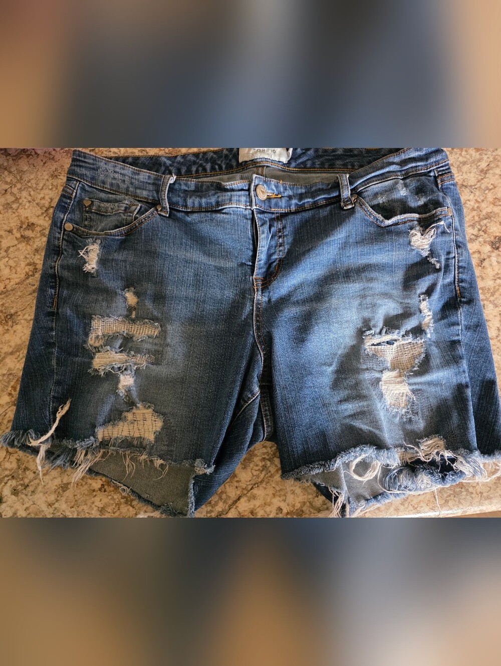 torrid Distressed Dark Blue Jean Shorts
